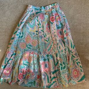 Gorgeous multicolor pastel paisley and floral maxi skirt